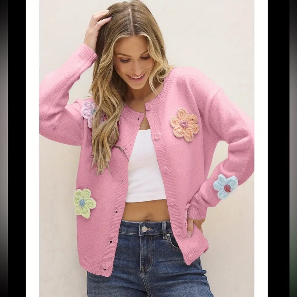 Pink Floral Women's Sweater